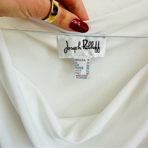 JOSEPH RIBKOFF White Ruche Gathered Cold Shoulder Half Sleeve Blouse Shirt Top 8 - Picture 6 of 12
